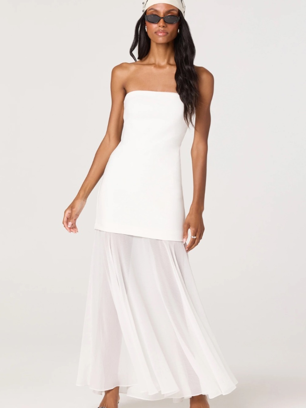Astr The Label Lizet Strapless Mini Dress with Sheer Maxi Overlay XS - Picture 2 of 3